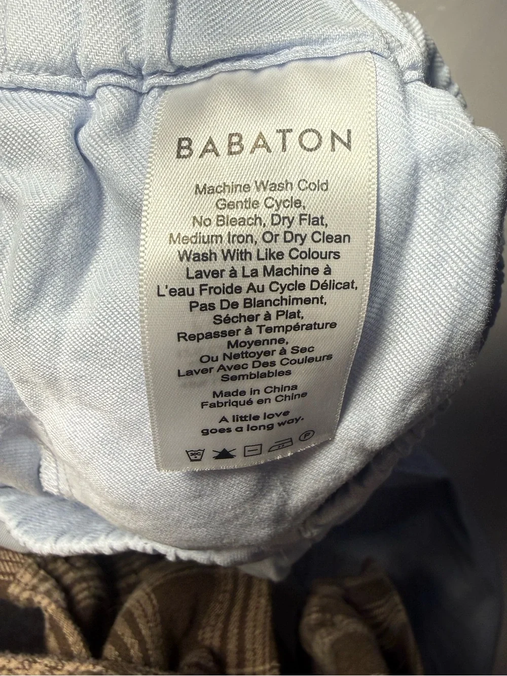 Babaton Aritzia Linen Blend Jogger‎ Pants Light Blue Pull On Ankle Small
